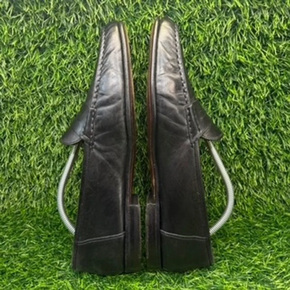 Santoni Penny Loafers Mens Black Leather Slip On 12 B Made in Italy Dress Shoes